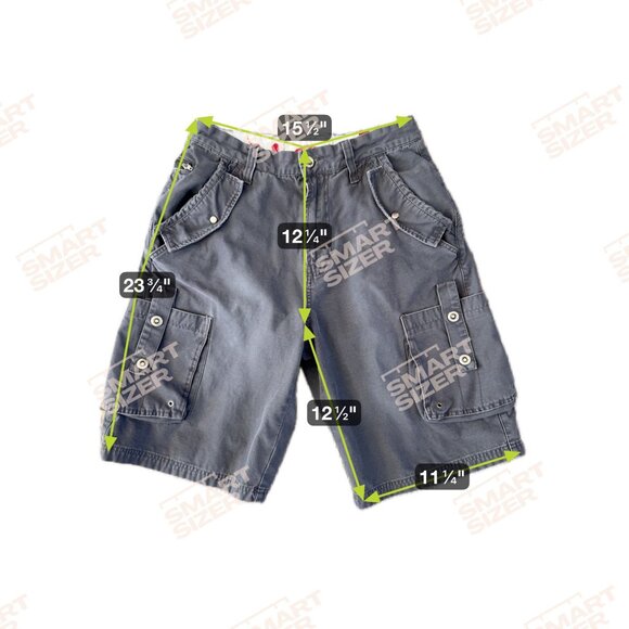 Vtg Y2K Cargo Shorts Mens 32 Gray Flap Pocket Bird Logo D‎ Ring Hong Kong Thick - Picture 4 of 7